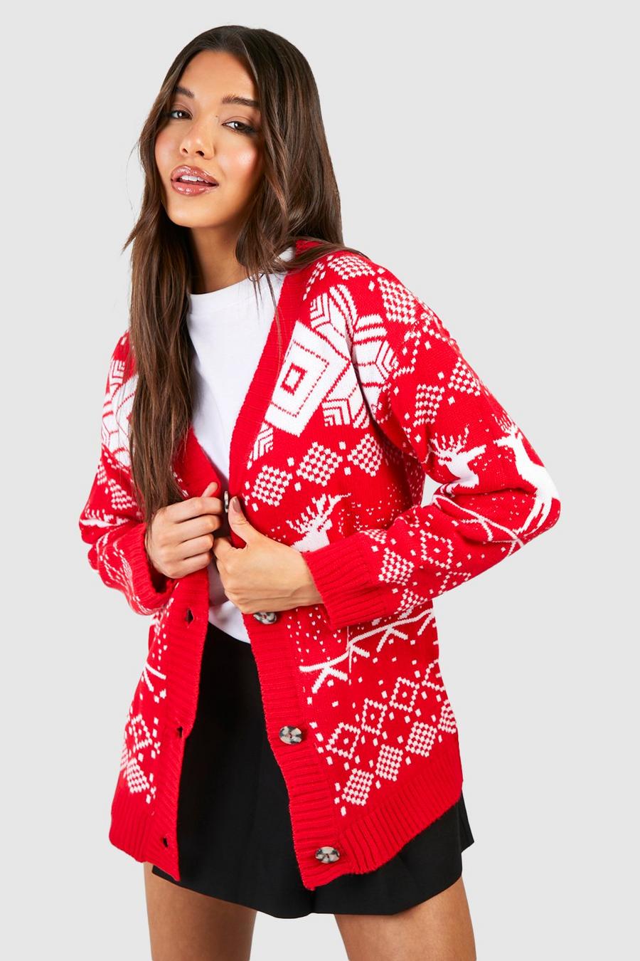 Gilet de Noël à motif tricot jacquard, Red