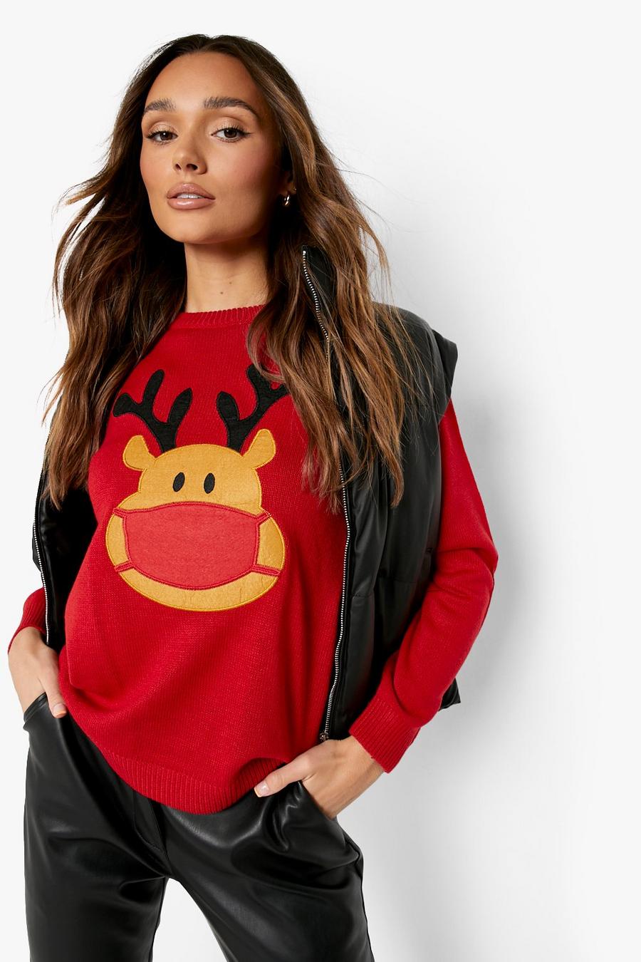 Red Mask Reindeer Christmas Sweater image number 1