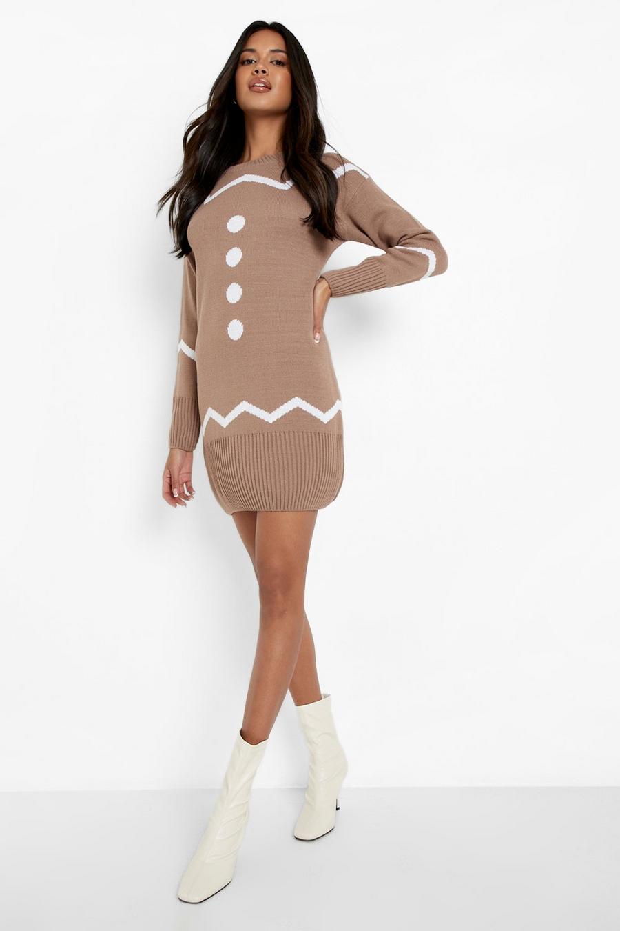 Biscuit Gingerbread Christmas Sweater Dress image number 1
