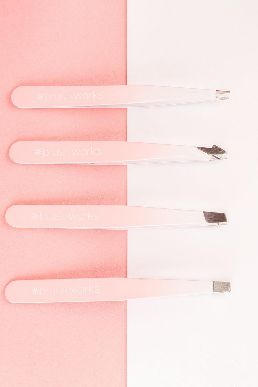 Brushworks - Pinzette in 4 pezzi HD, Baby pink