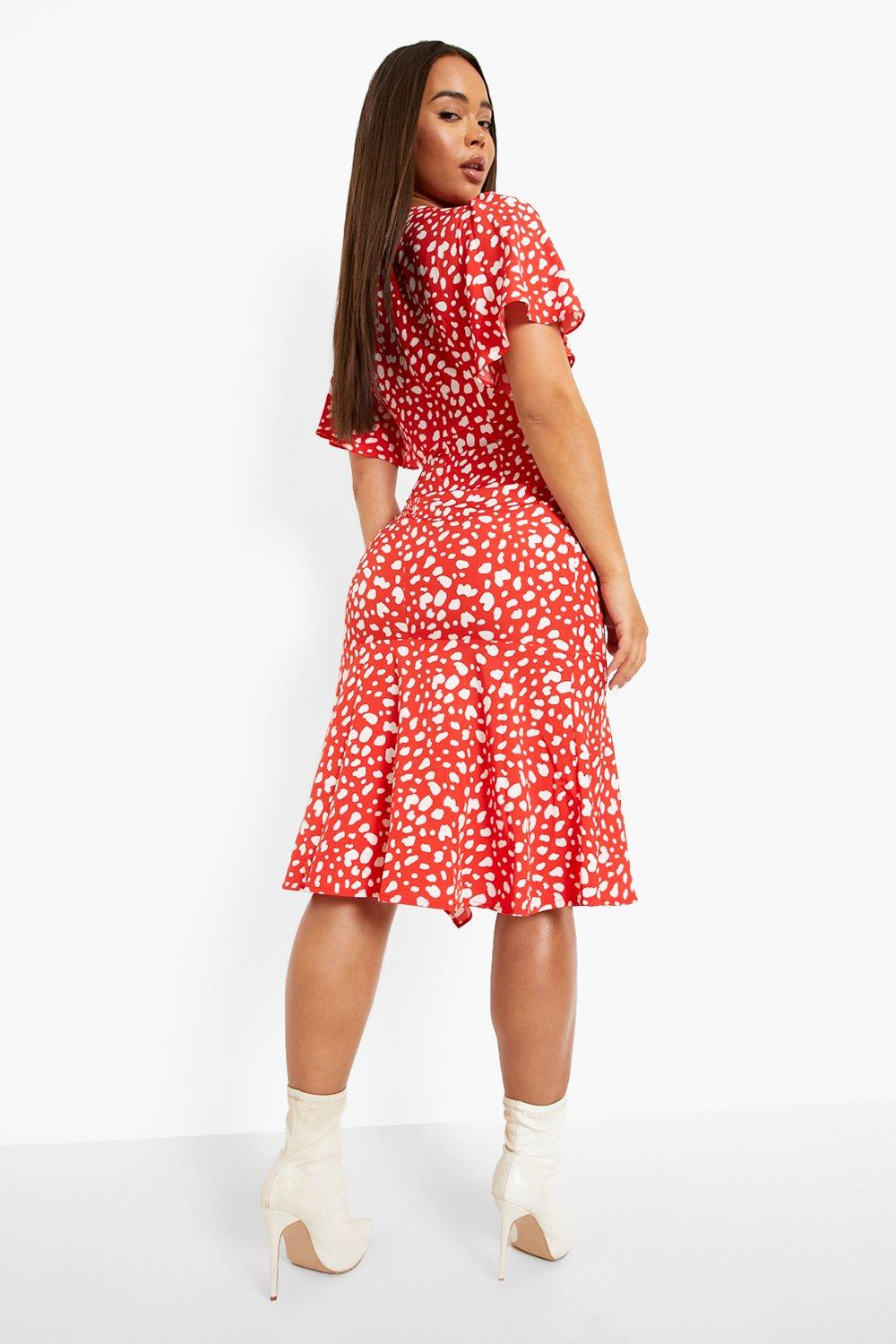 boohoo red dalmatian dress