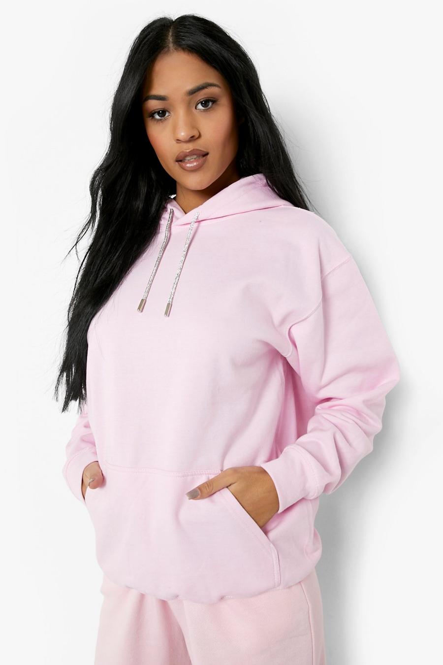 Light pink Tall - Hoodie med strass image number 1