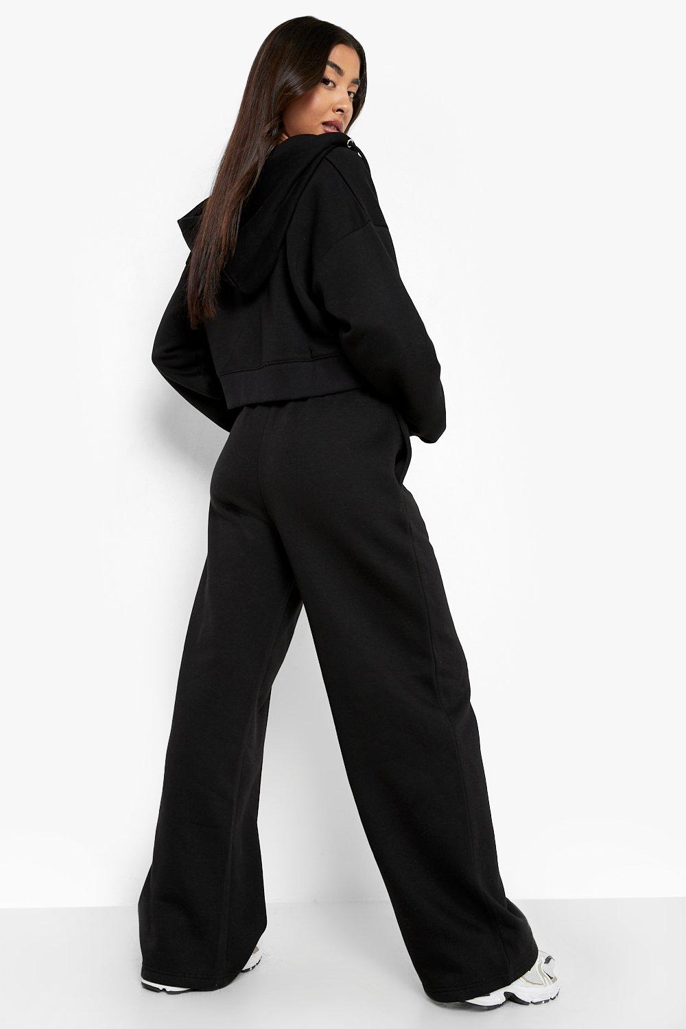 Cropped Zip Through Wide Leg Tracksuit boohoo USA