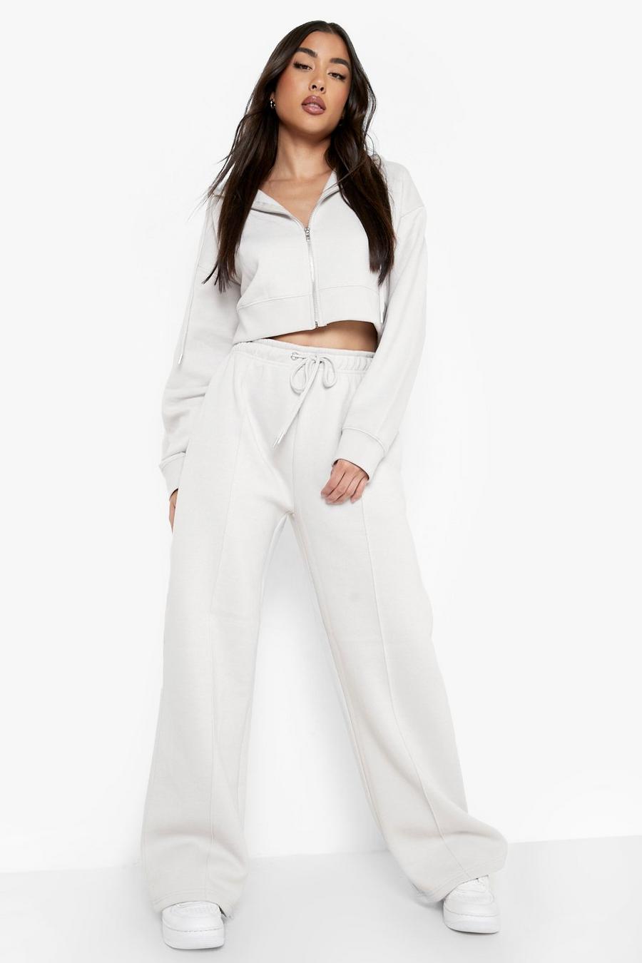 Stone Cropped Zip Through Wide Leg Tracksuit image number 1