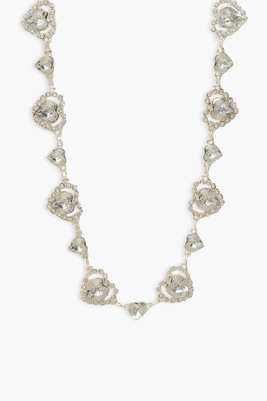 Silver Heart Stone Statement Choker image number 1