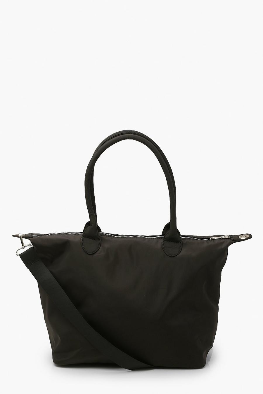Black Large Nylon Tote Bag image number 1