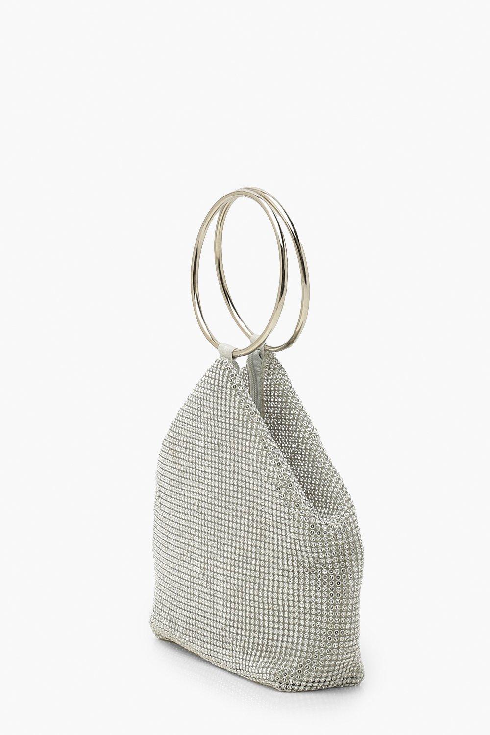 Silber Glitzer-Tasche mit rundem Henkel