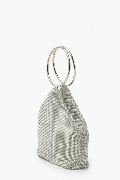 boohoo silver Round Top Handle Silver Glitter Bag