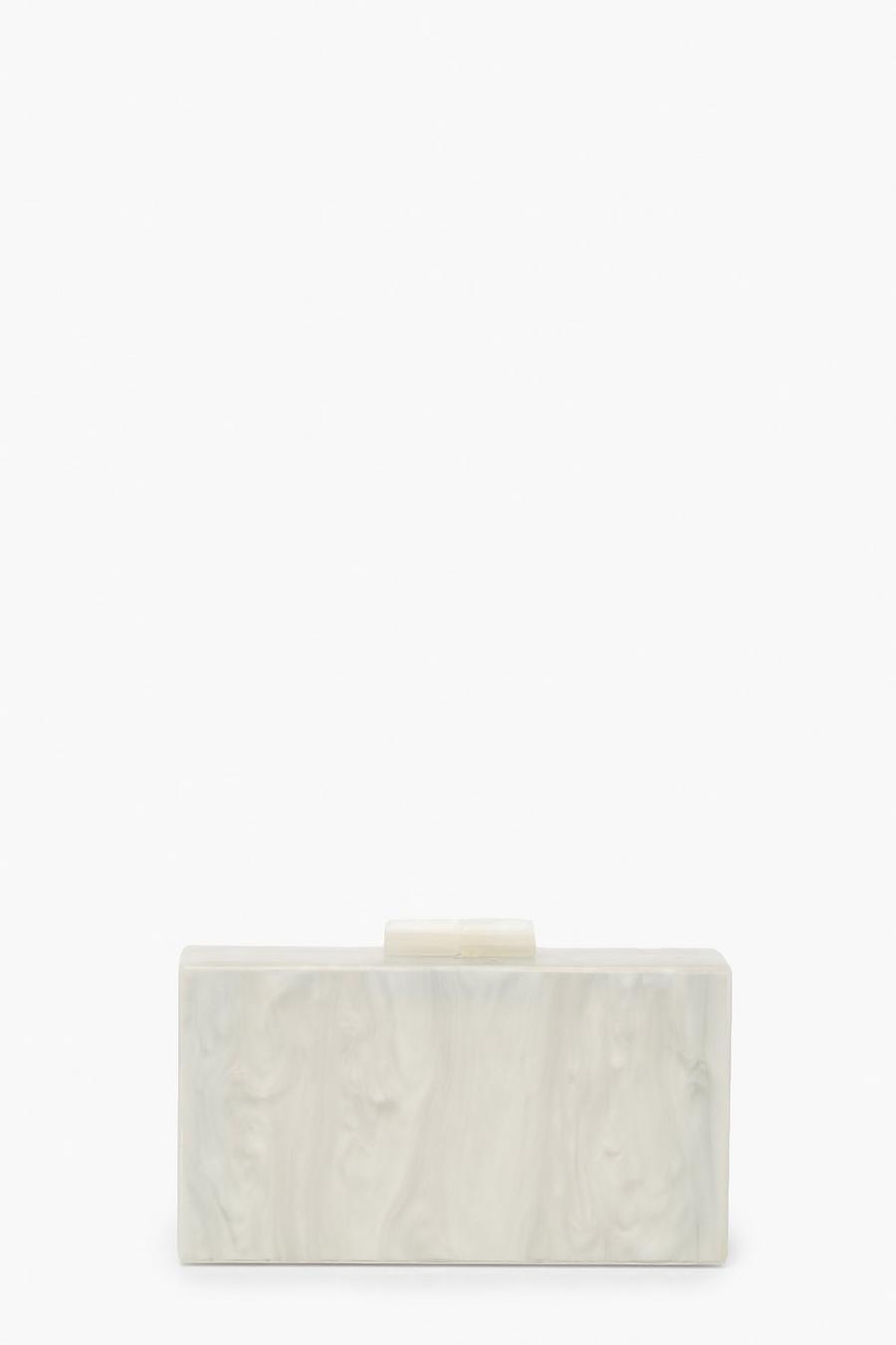 Cream Marble Box Clutch image number 1
