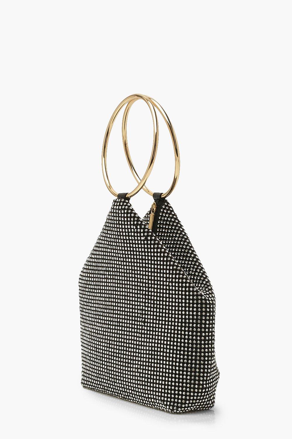 Geen Frank Napier Zwarte Glitter Tas Met Rond Hengsel | boohoo