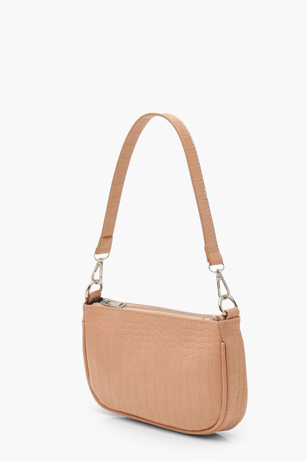 Nude Croc 90s Shoulder Bag