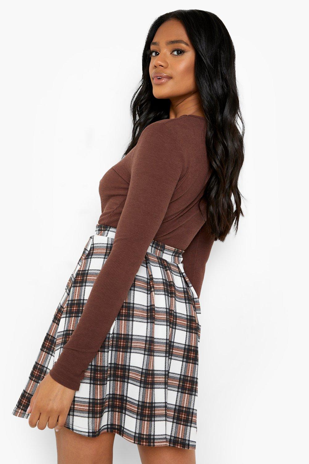 Plaid shop skirt boohoo