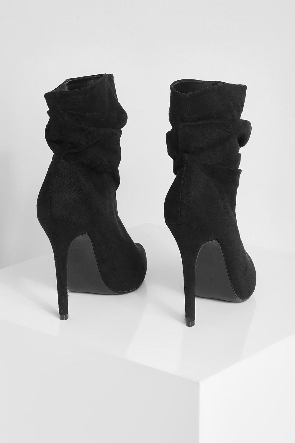 Ruched Stiletto Ankle Boots