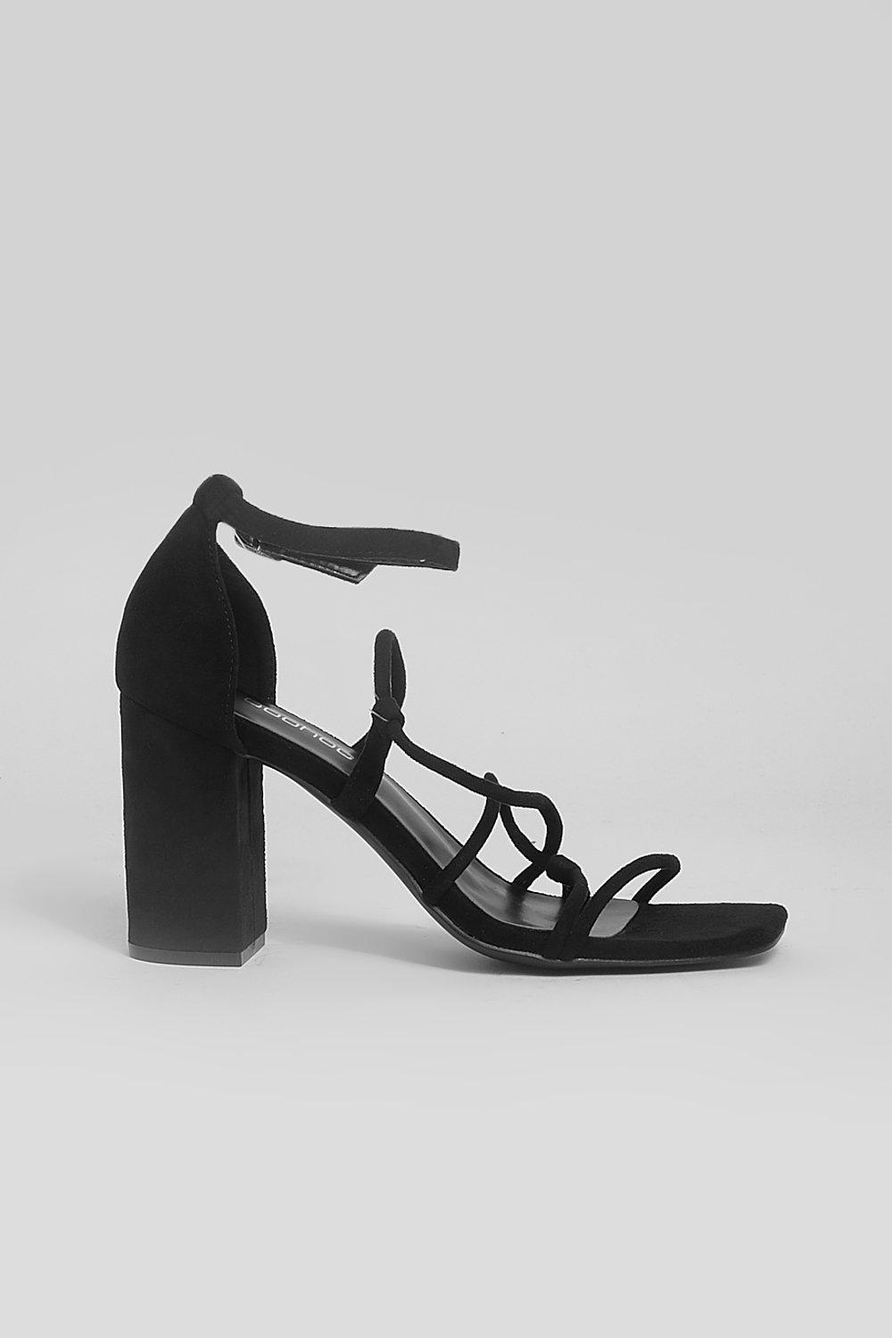 Black heeled 2025 sandals wide fit