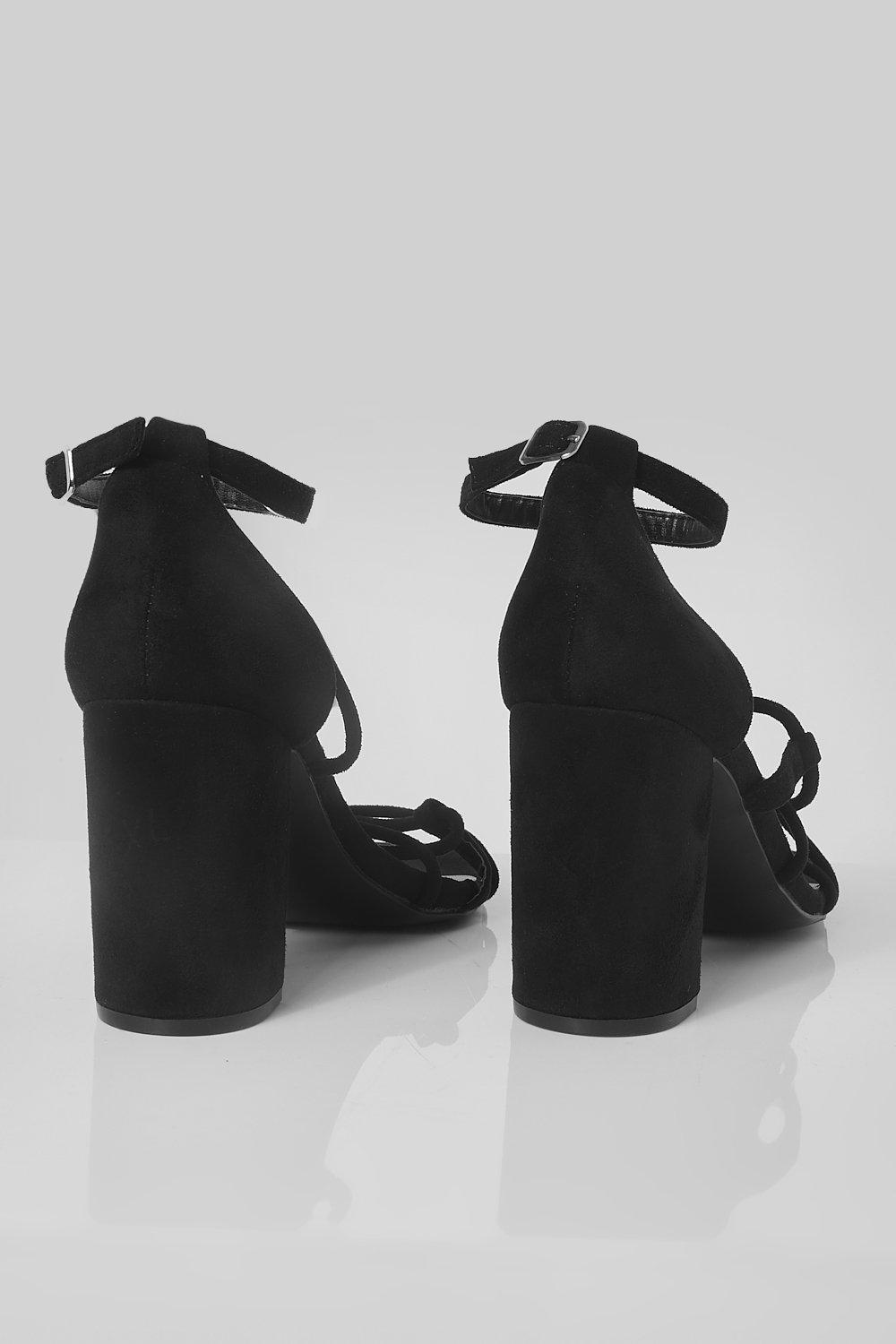 Black strappy 2024 wide fit heels