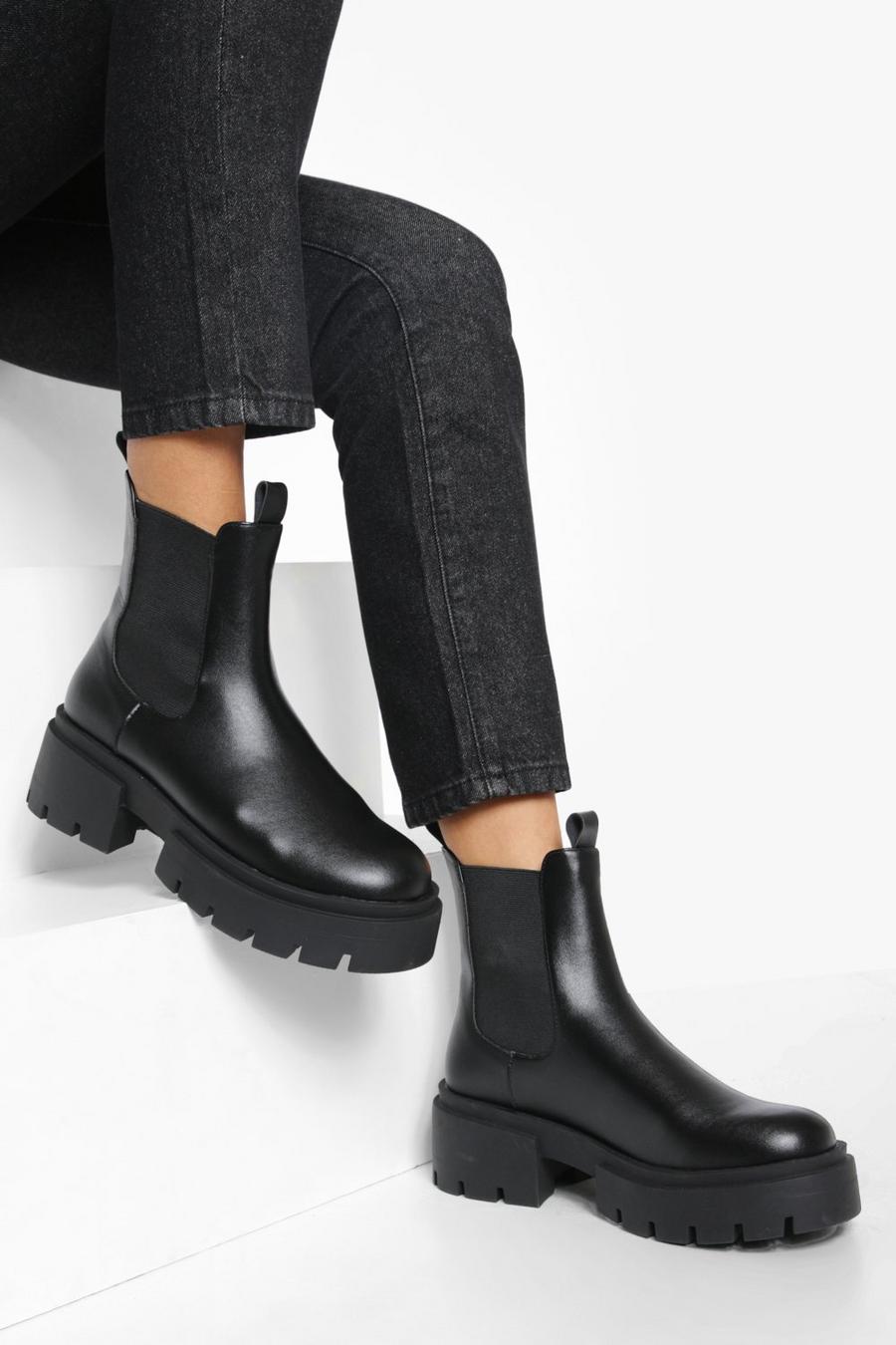 Black Chunky Split Sole Chelsea Boots image number 1
