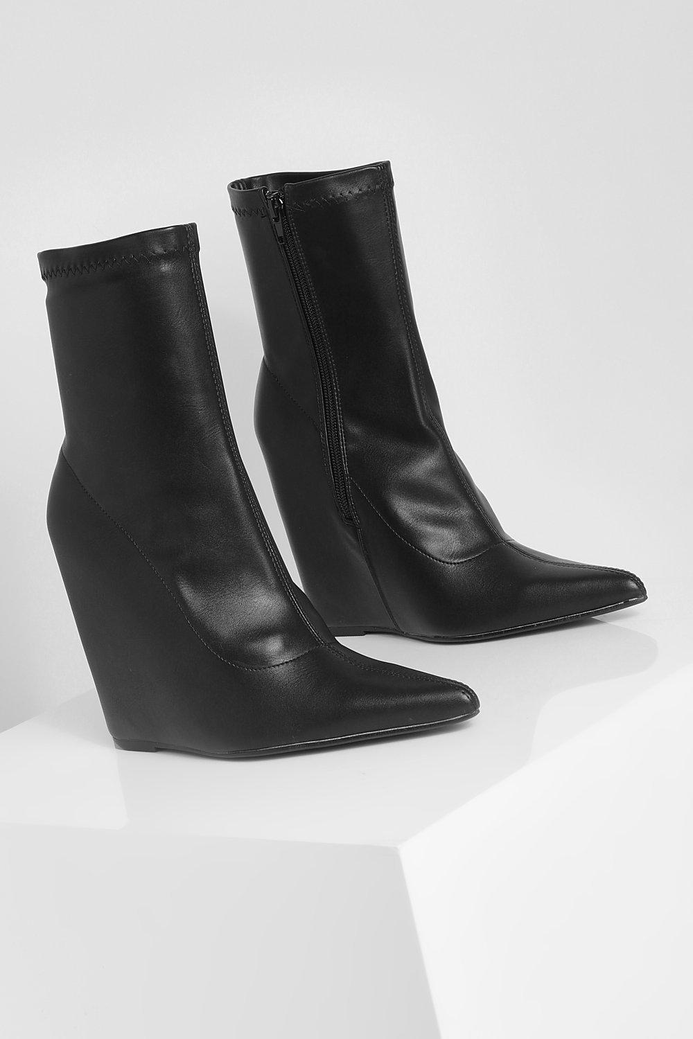 Pointed on sale wedge boots