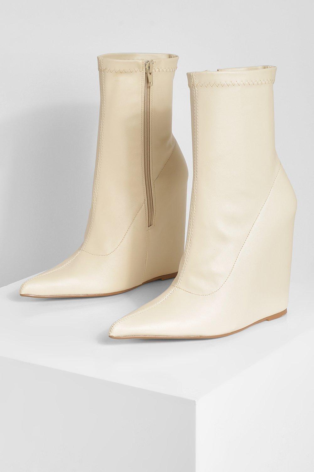 Cream hotsell wedge boots