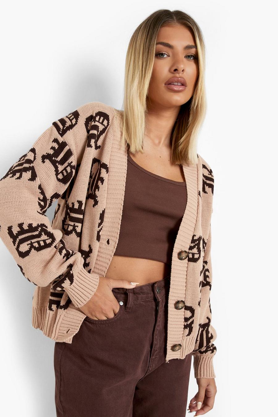 Graphic Print Cropped Cardigan