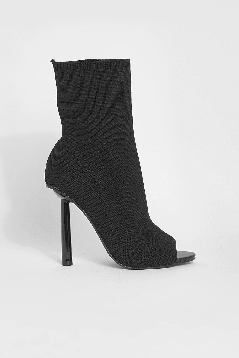 Peep toe knitted hot sale sock boots