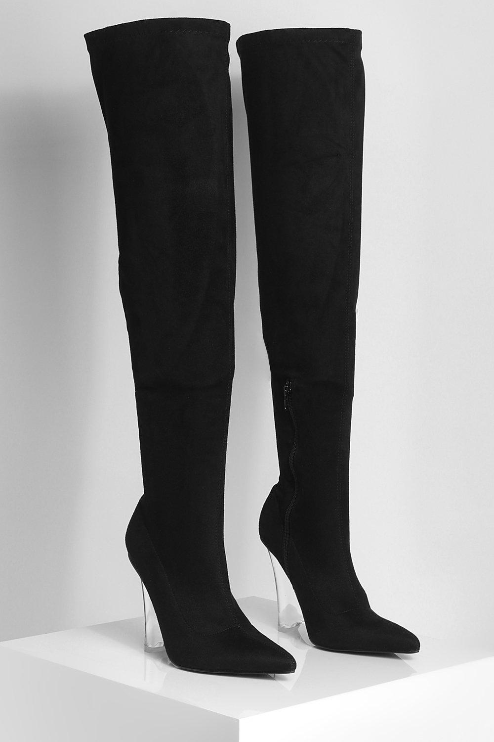 Clear over clearance the knee boots