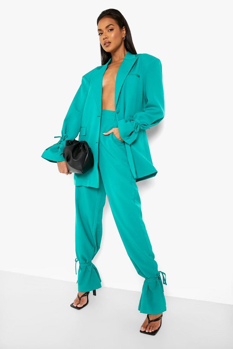 Emerald Tie Ankle Relaxed Fit Tailored Trousers image number 1