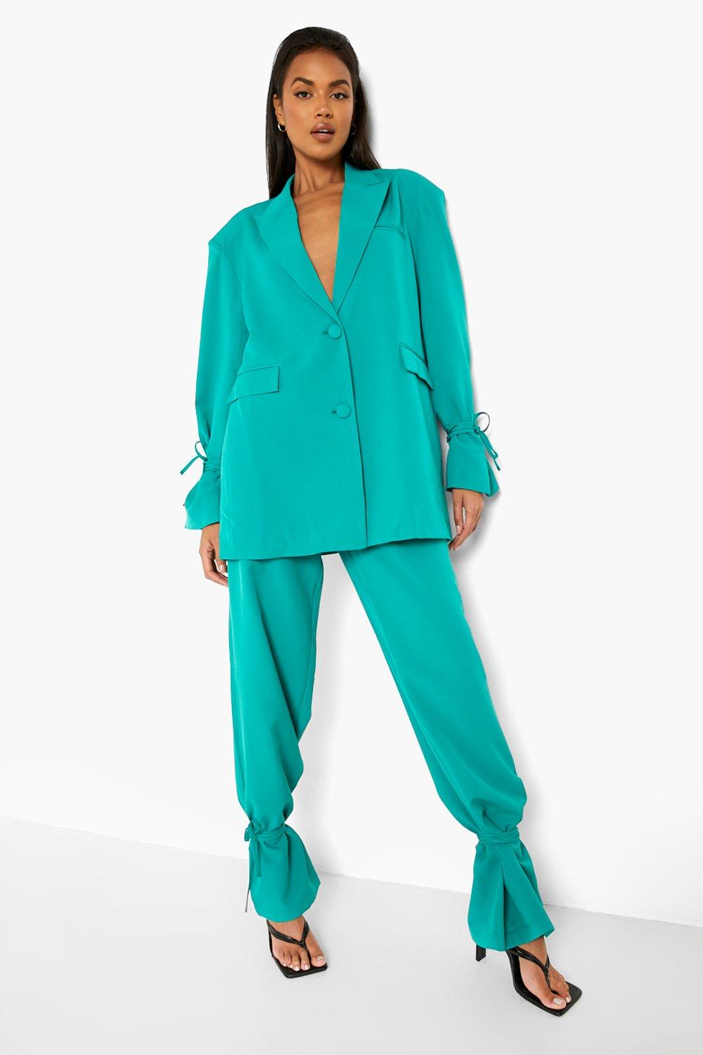 Emerald Green Oversized Pantsuit for Women, Emerald Formal Pants