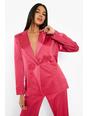 Magenta pink Satin Fitted Tailored Blazer