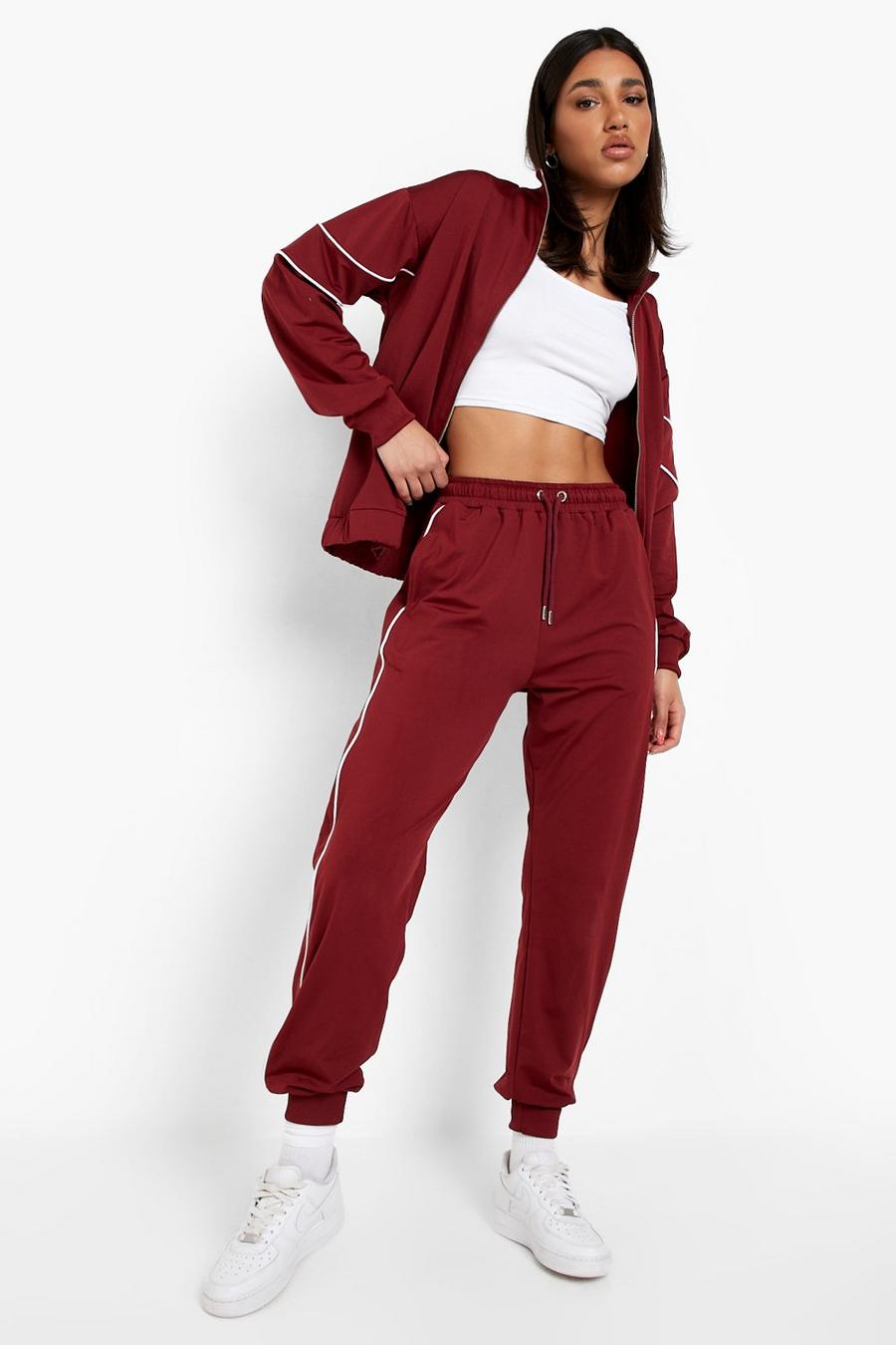 Berry Tricot Double Piped Zip Through Tracksuit image number 1