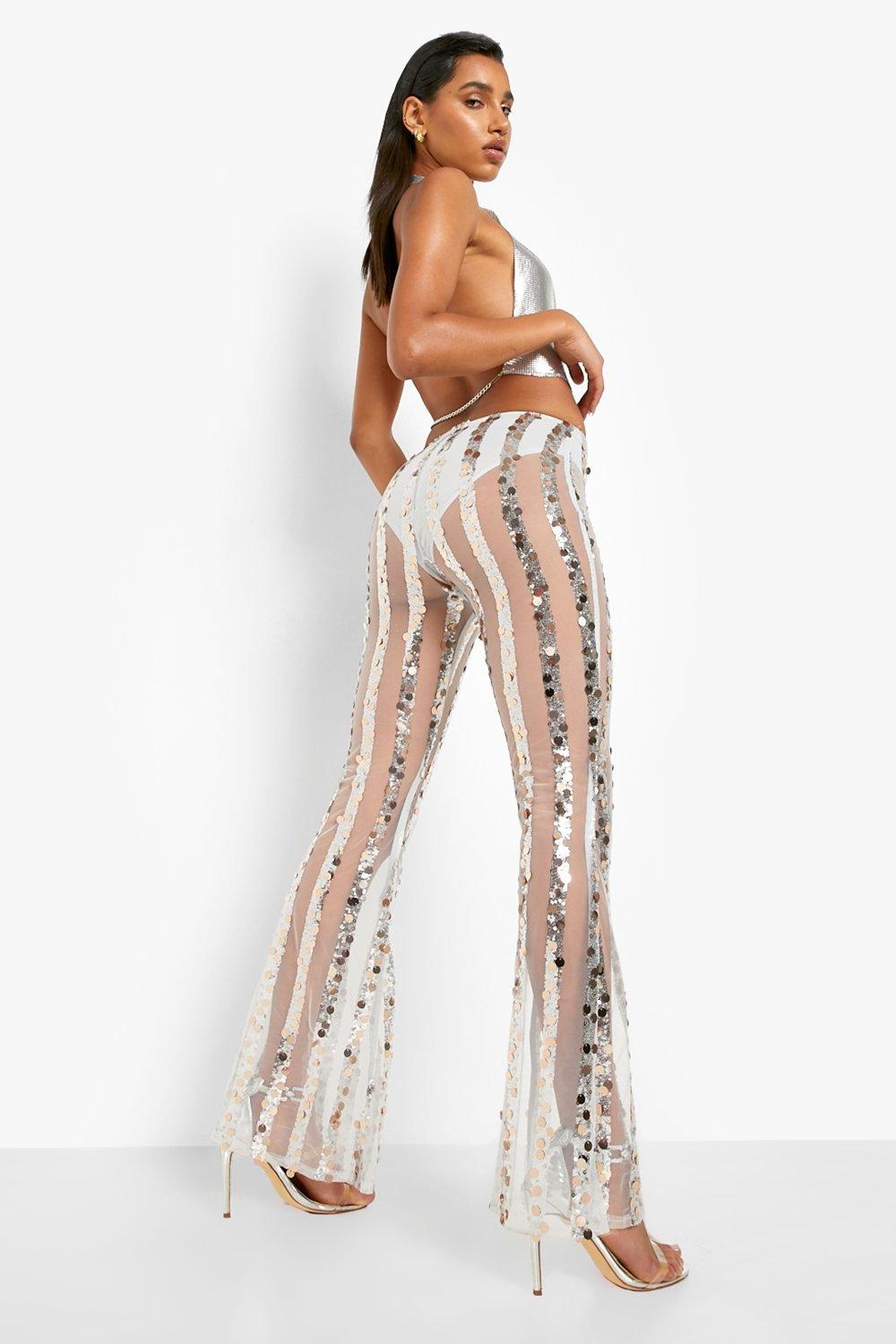 Shape Silver Stripe Glitter Mesh Pants