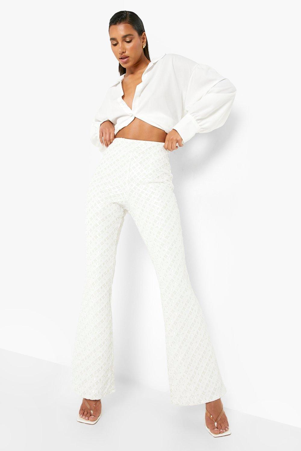 white sparkly trousers