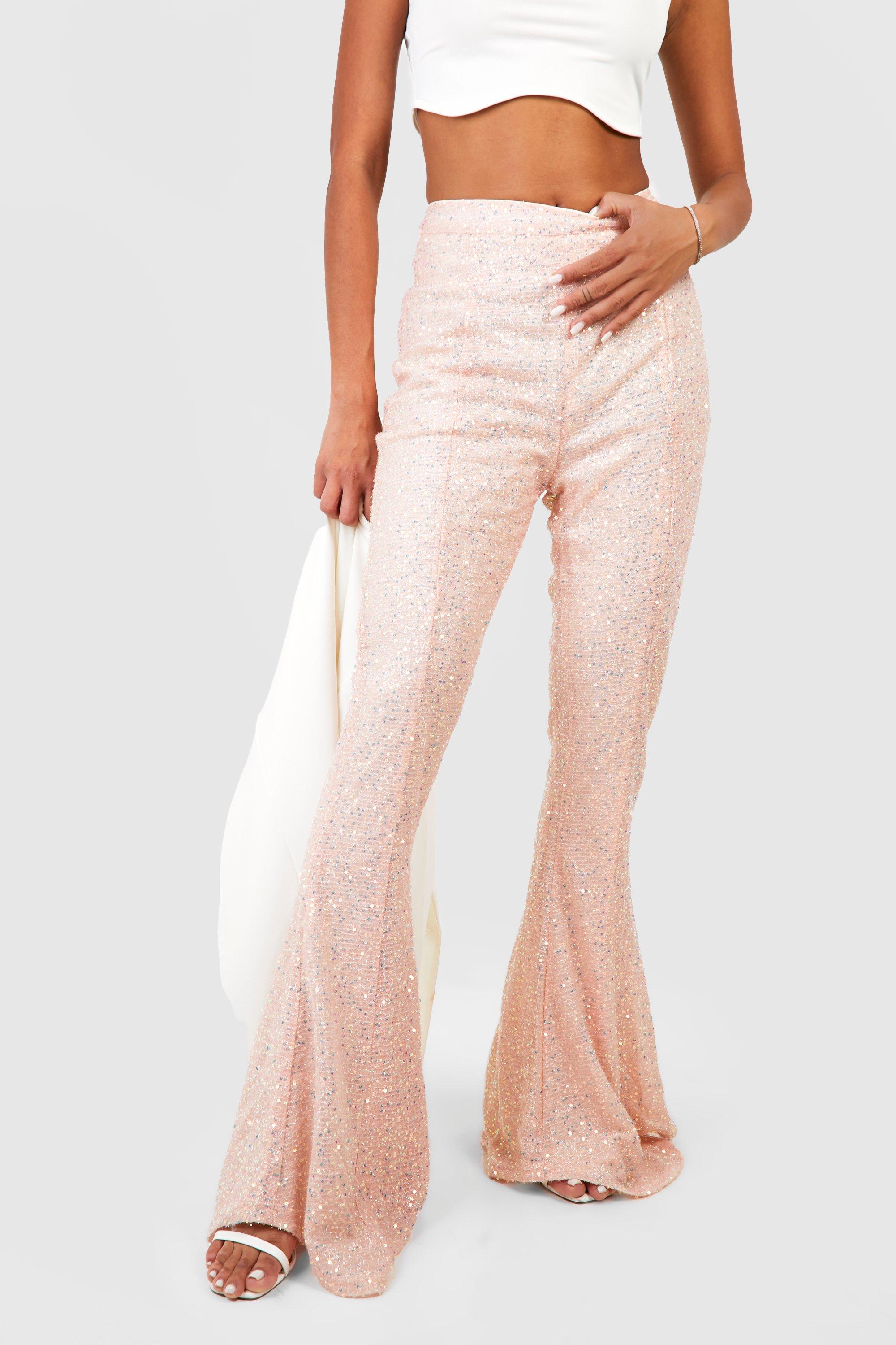 Sequin High Waisted Flared Pants