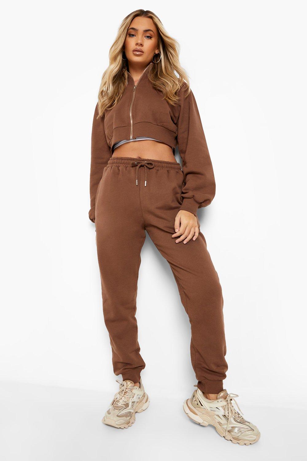 brown tracksuit boohoo