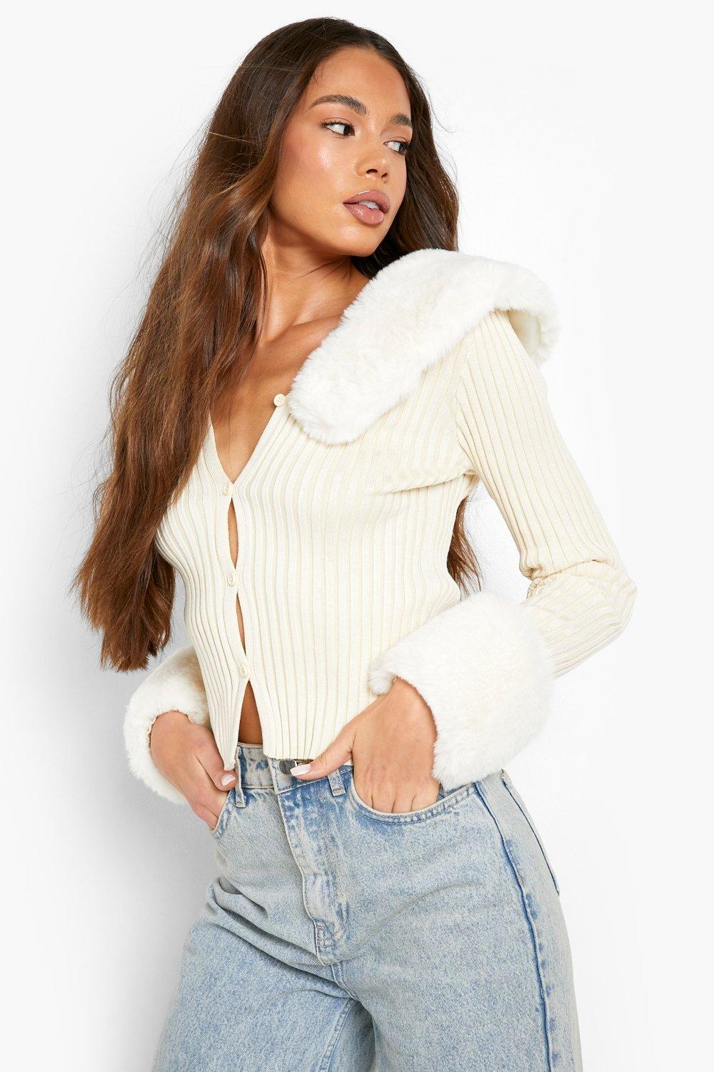 Cardigan faux fur sale