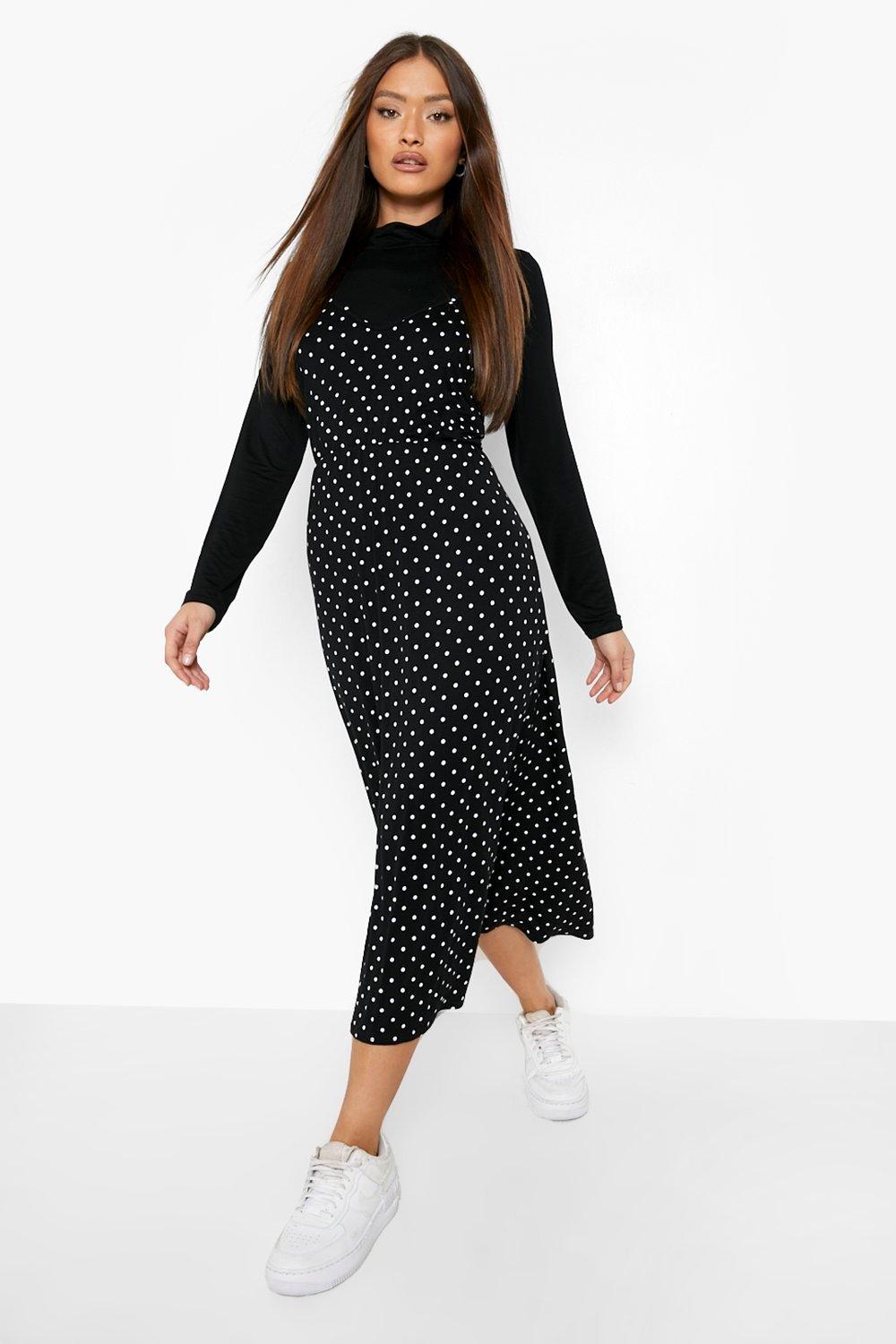 Black polka dot slip 2024 dress