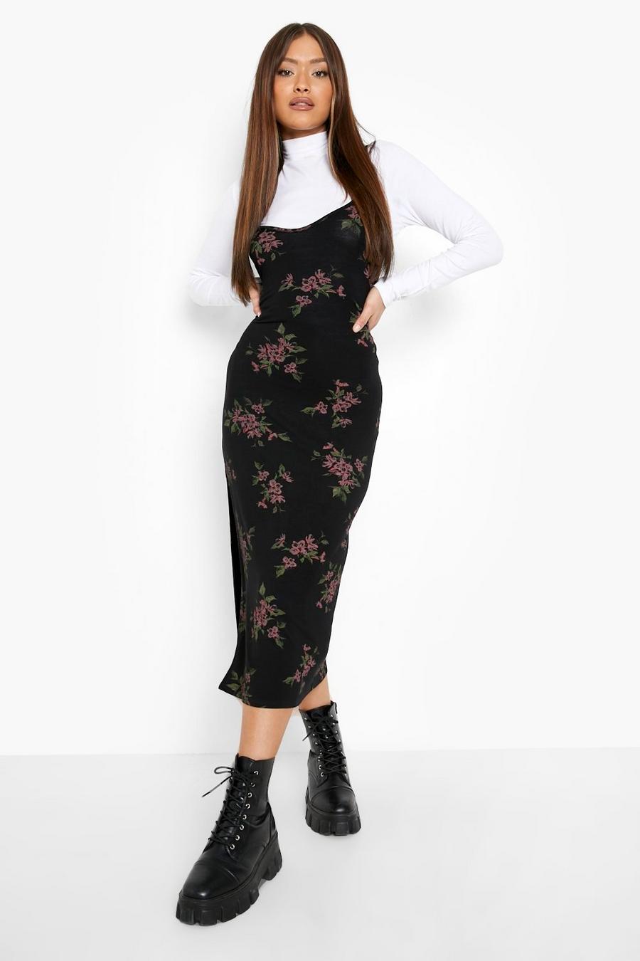 Floral Print Slip Dress And Turtleneck Top | boohoo CA Floral Print Slip Dress And Turtleneck Top | boohoo CA