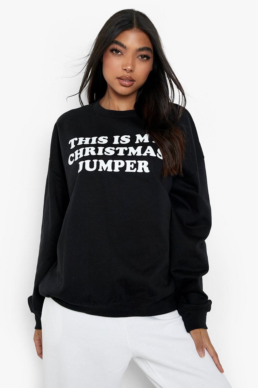 Black Tall Christmas Jumper Sweatshirt image number 1