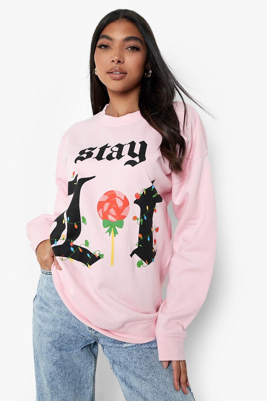 Baby pink Tall 'Stay Lit' Slogan Sweatshirt image number 1