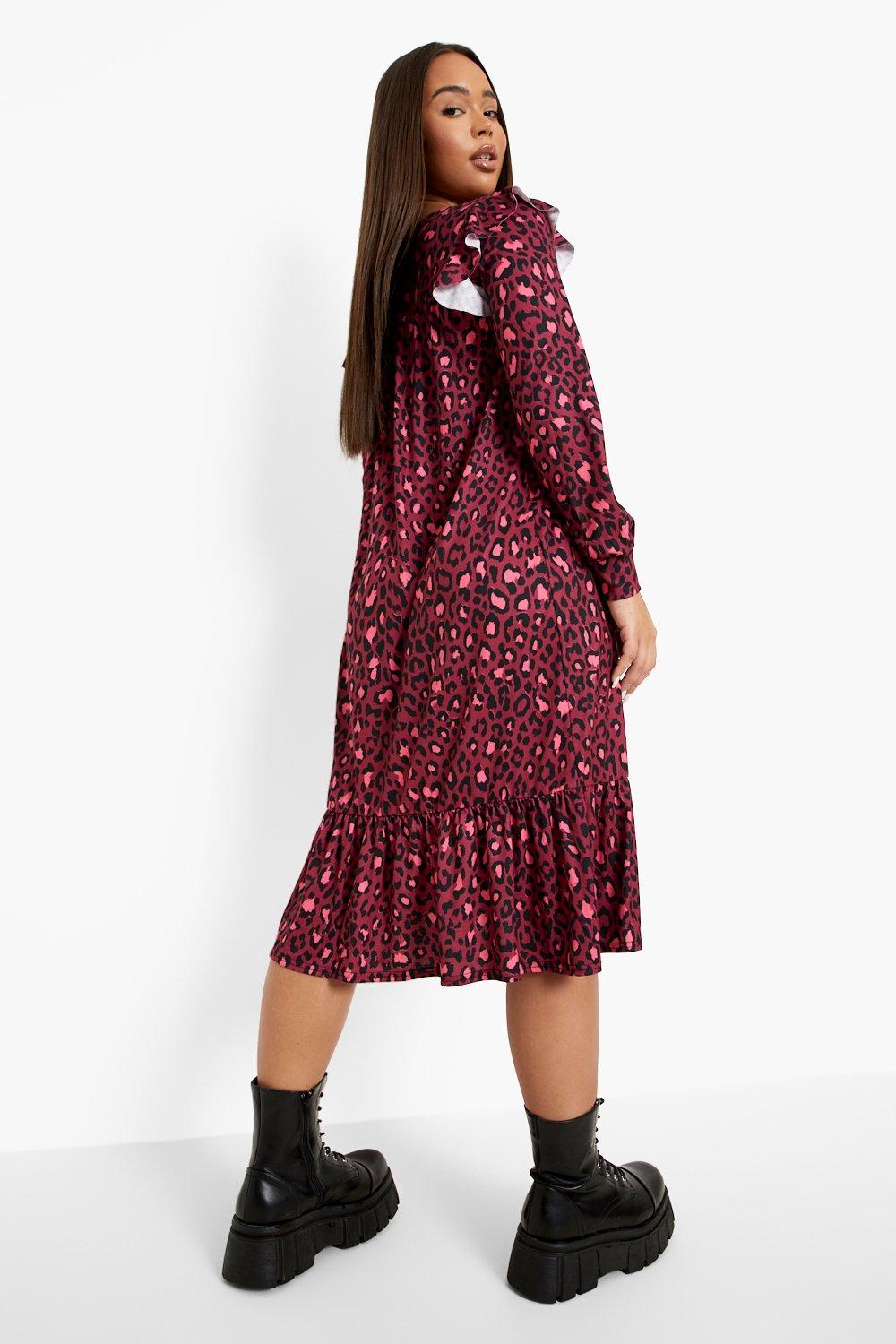 missguided pink leopard print dress