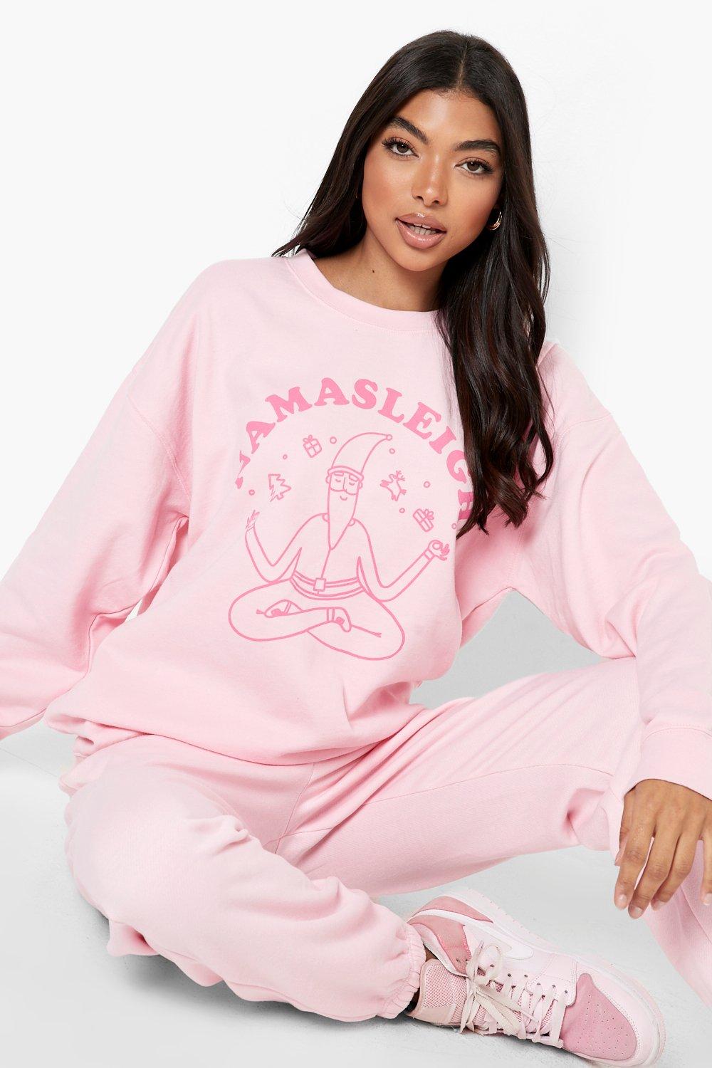 Pink hot sale slogan sweatshirt