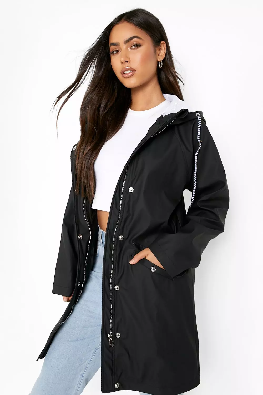 Boohoo rubberised 2024 rain mac