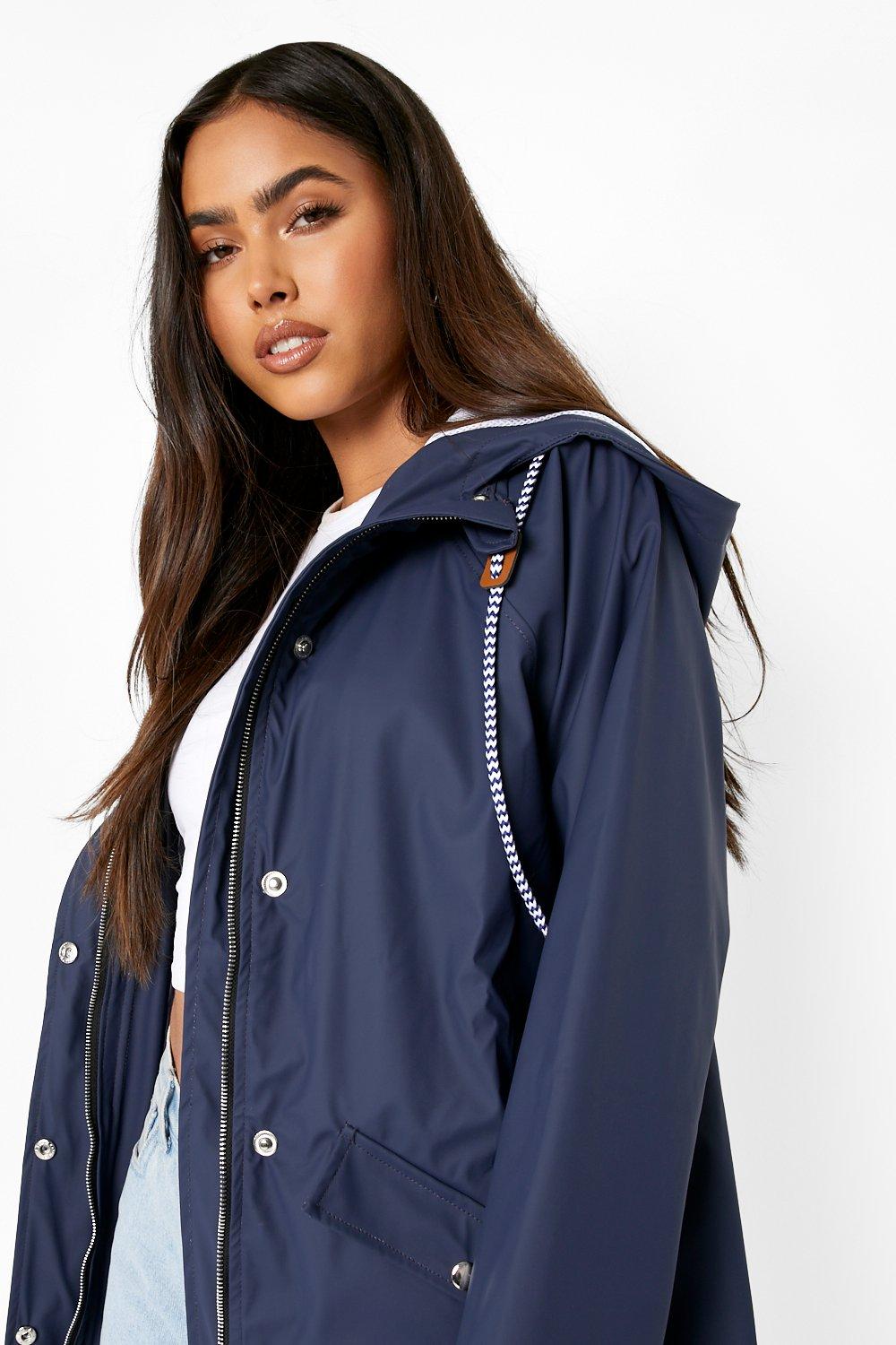 Boohoo rubberised hotsell rain mac