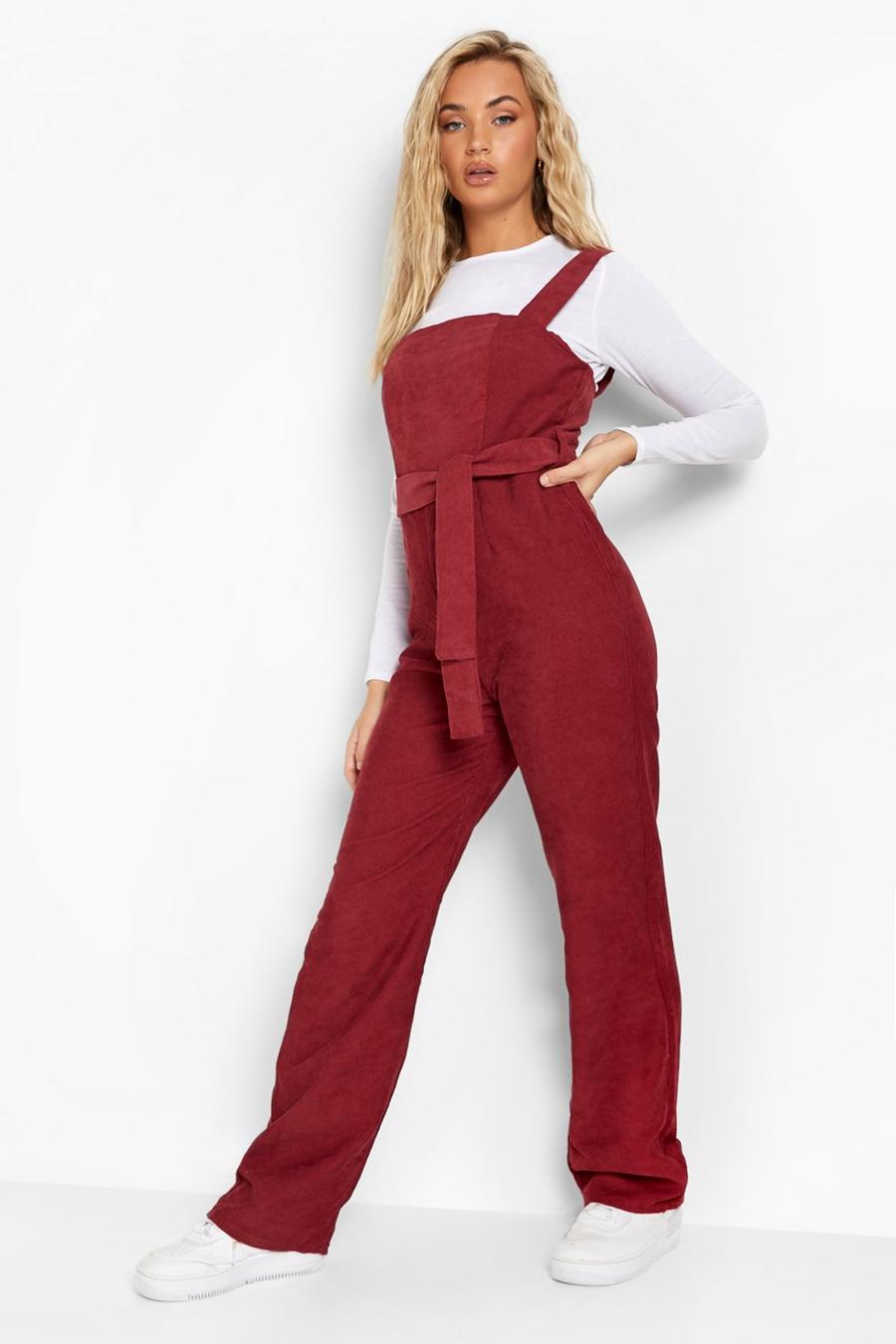 Berry Corduroy Belted Jumpsuit image number 1