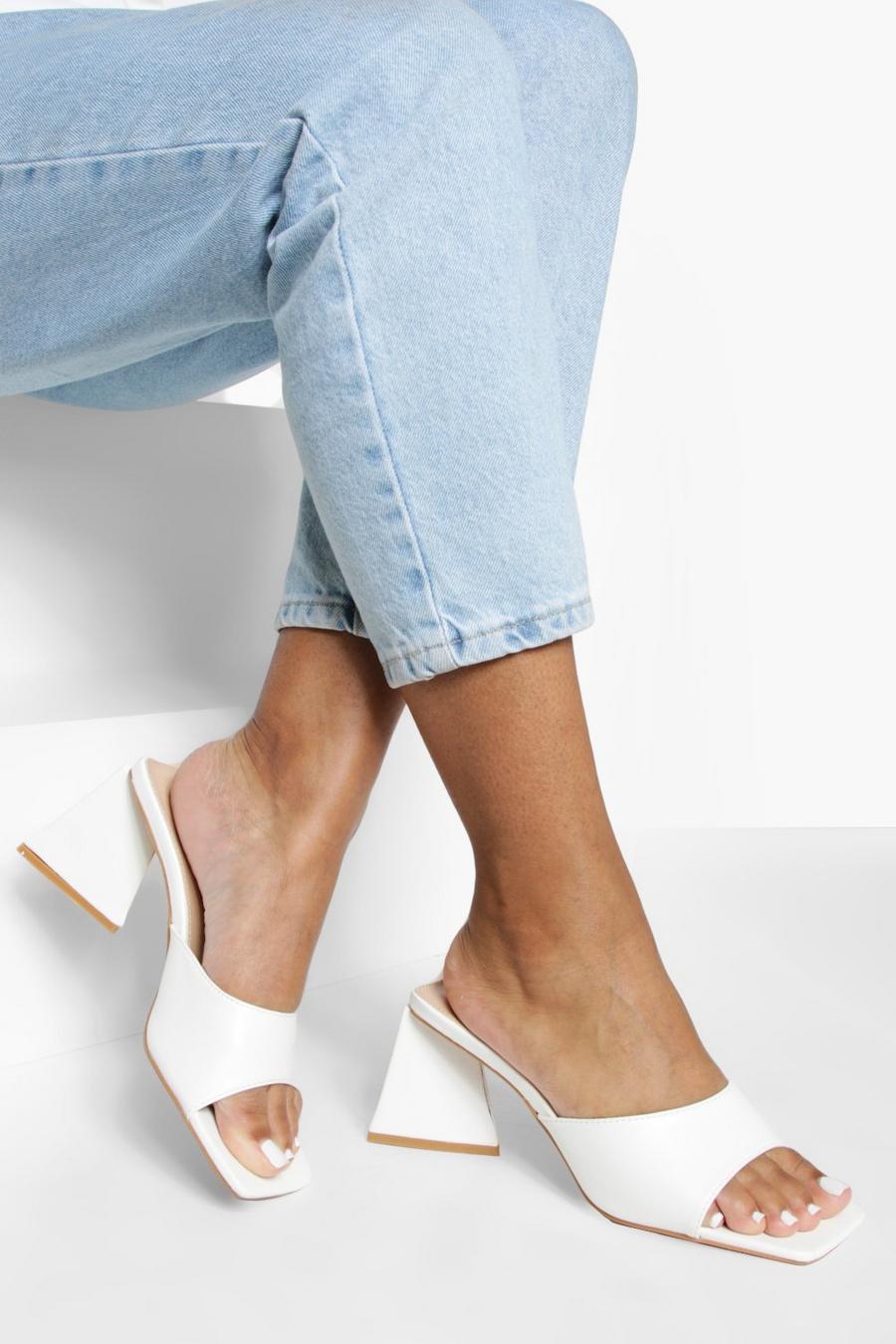 White Triangle Heel Mules image number 1