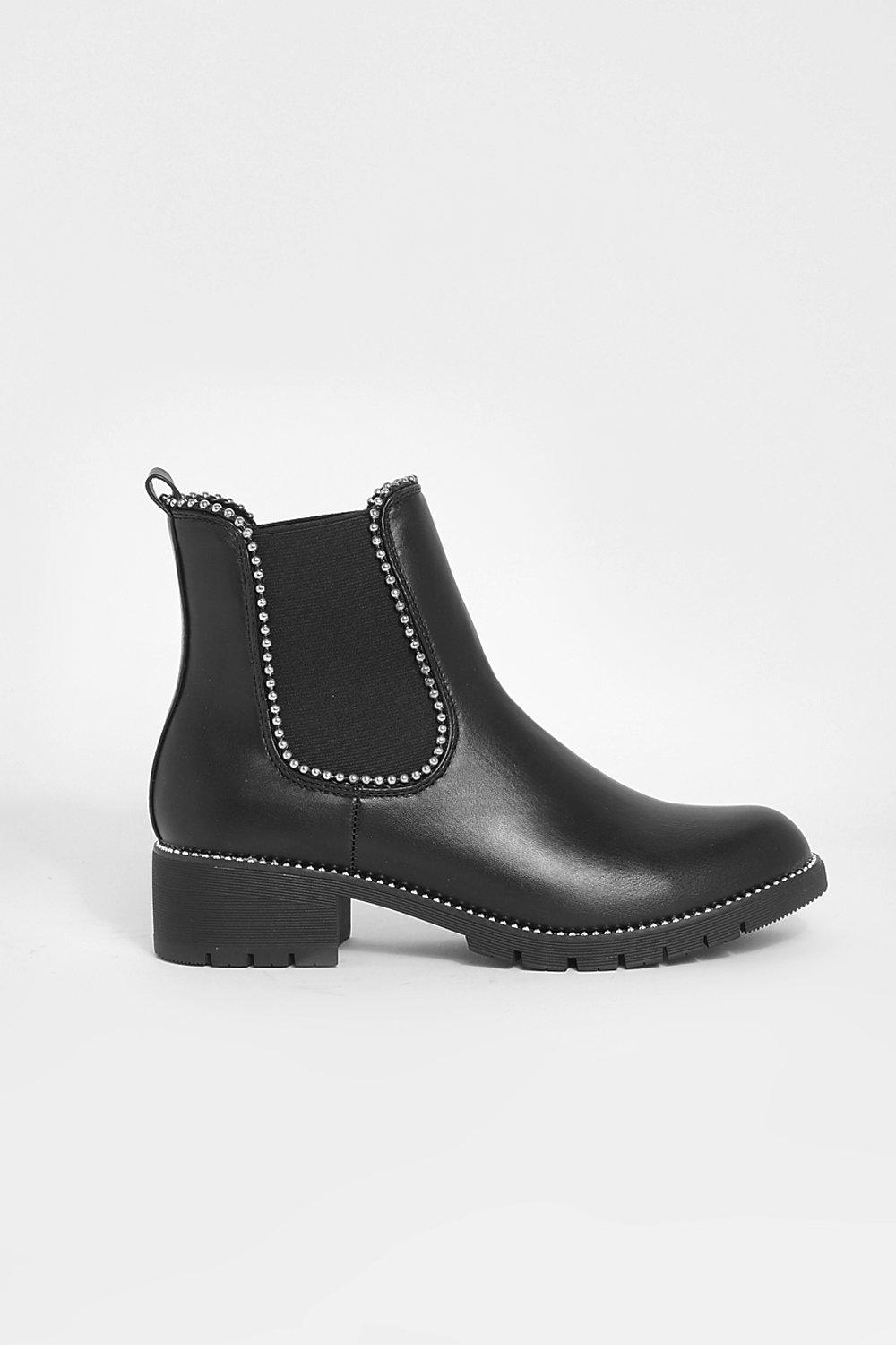 Black studded chelsea ankle boots clearance