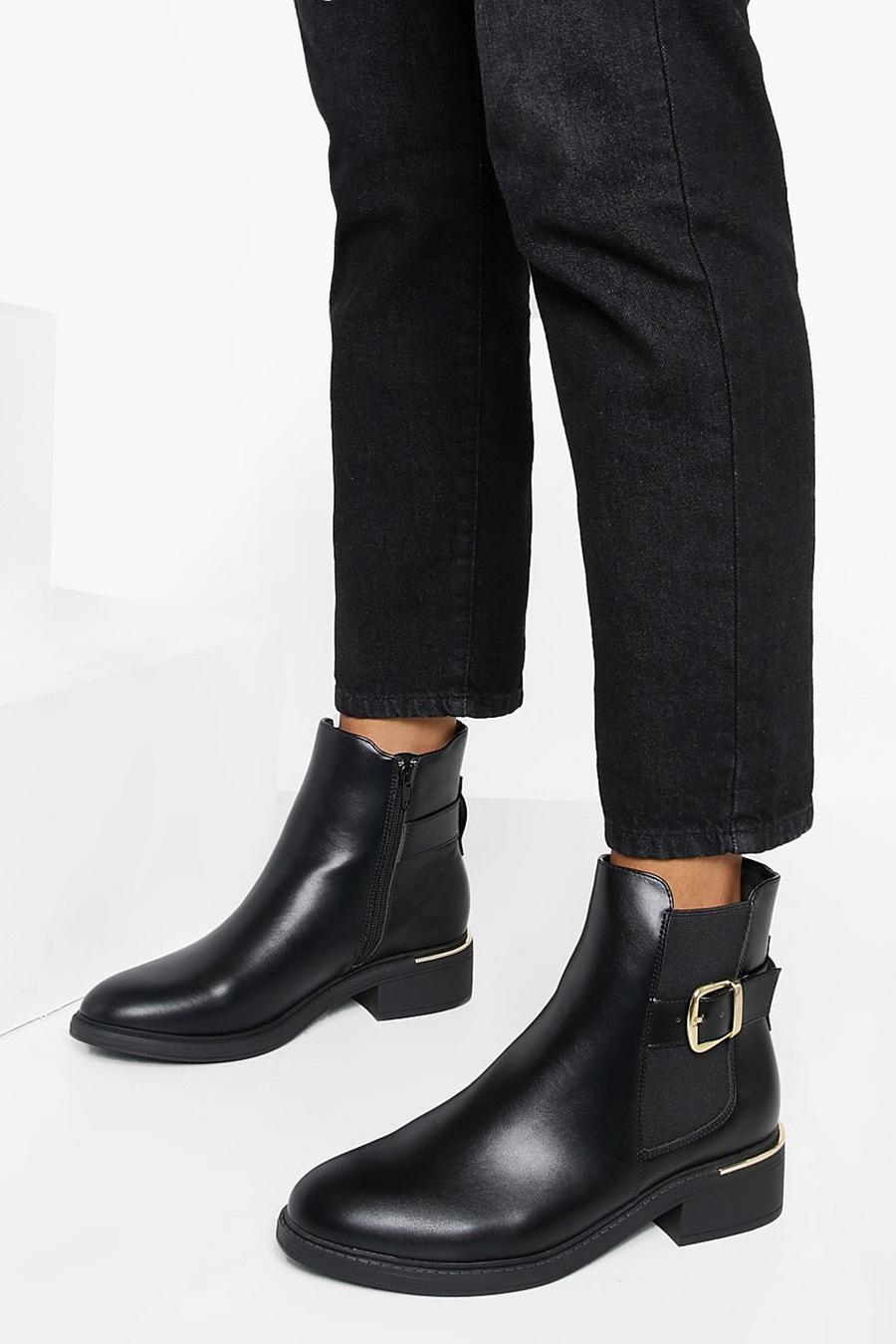 Black Pu Buckle Chelsea Boots image number 1