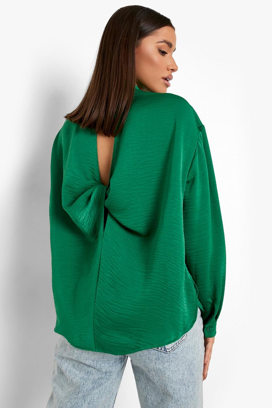 Green Premium Twist Back Oversized Shirt image number 1