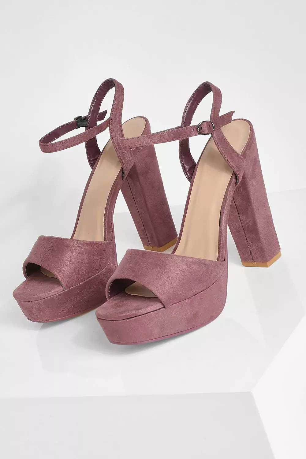 mauve chunky heels