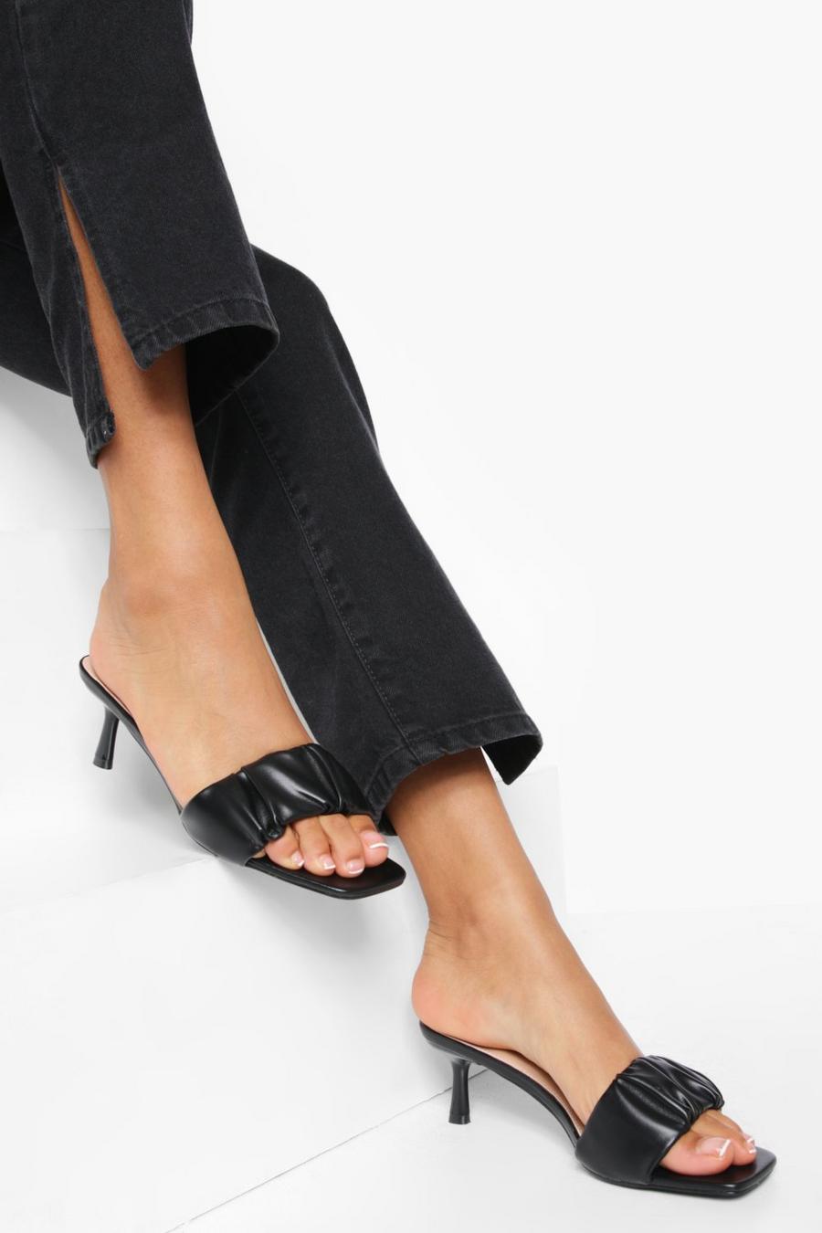 Black Ruched Mules image number 1