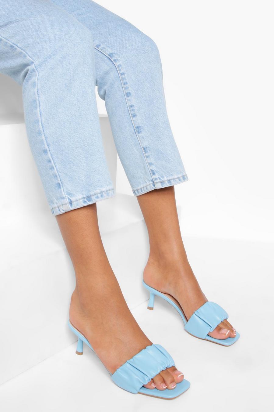 Blue Ruched Mules image number 1